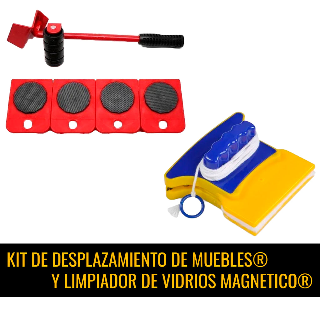 KIT DE DESPLAZAMIENTO DE MUEBLES® Y LIMPIADOR DE VIDRIOS MAGNETICO®